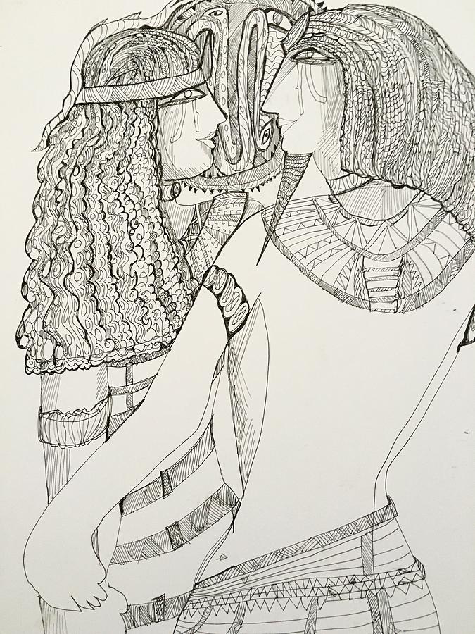 Black And White Drawing - After Egyptians by Rosalinde Reece