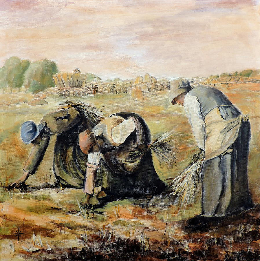 after Jean-Francois Millet  The Gleaners Painting by Jodie Marie Anne Richardson Traugott          aka jm-ART