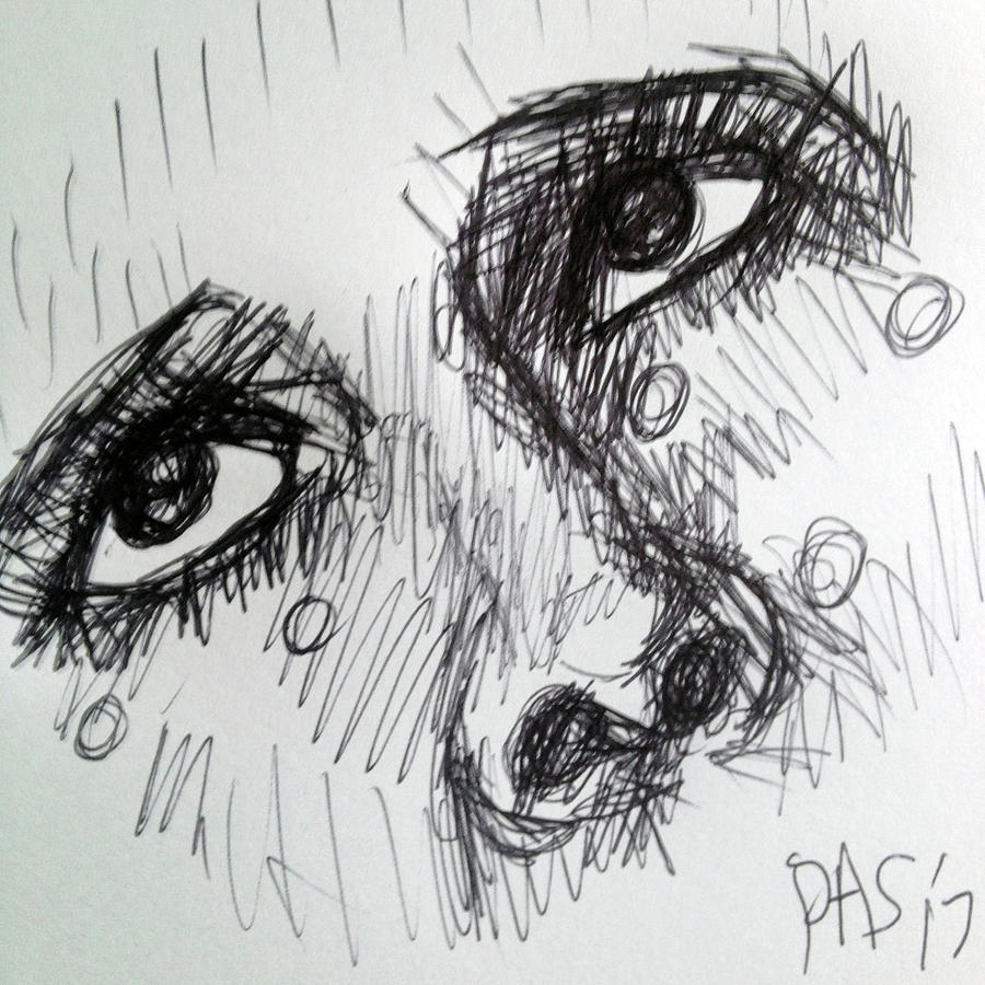 Black And White Drawing - After Man Rays Tears sketch  by Paul Sutcliffe