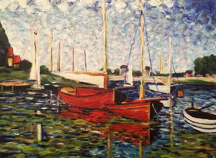 After Monet S Red Boats Painting By Richard Nowak Fine Art America   After Monets Red Boats Richard Nowak 