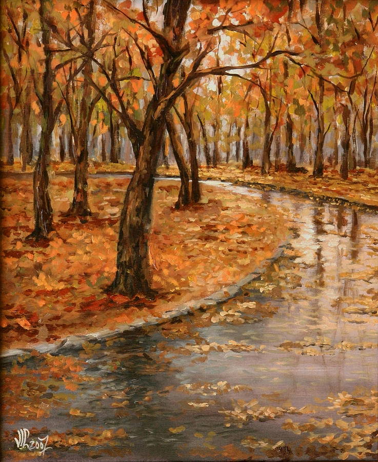 Impressionism Painting - After rain,walk in the Central Park by Vali Irina Ciobanu