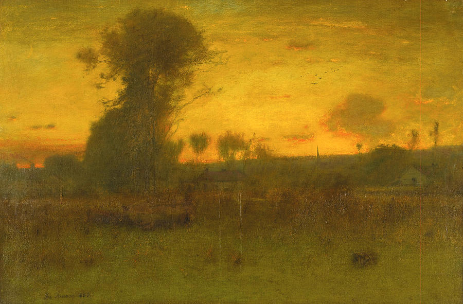 Tree Painting -  After sundown montclair New Jersey by George Inness