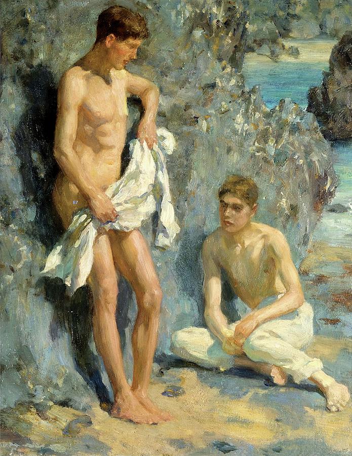 After the Bathe Painting by Henry Scott Tuke