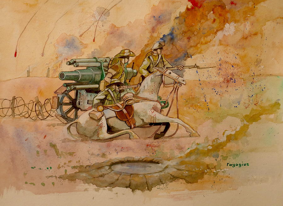After the charge Painting by Ray Agius