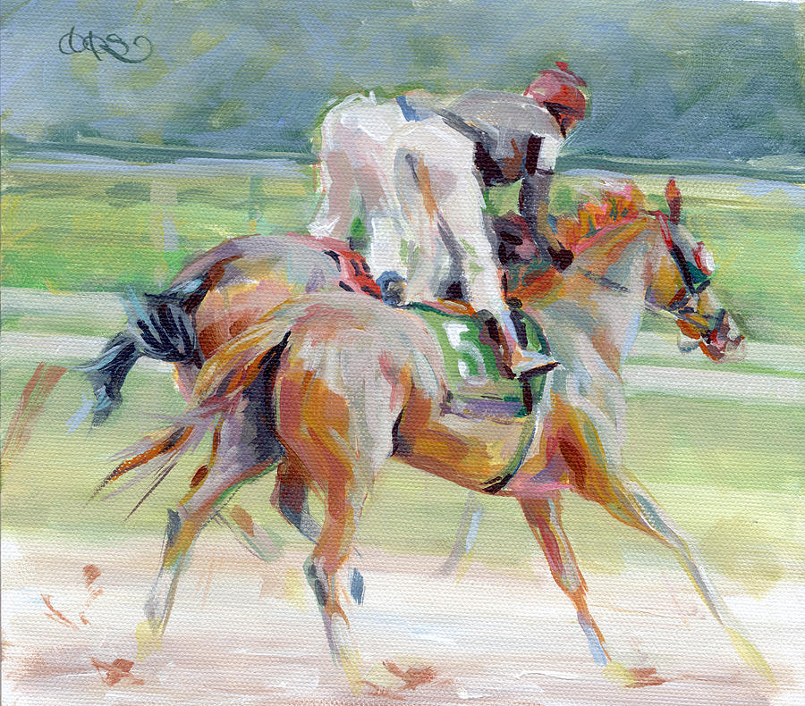 Horse Painting - After the Finish by Kimberly Santini