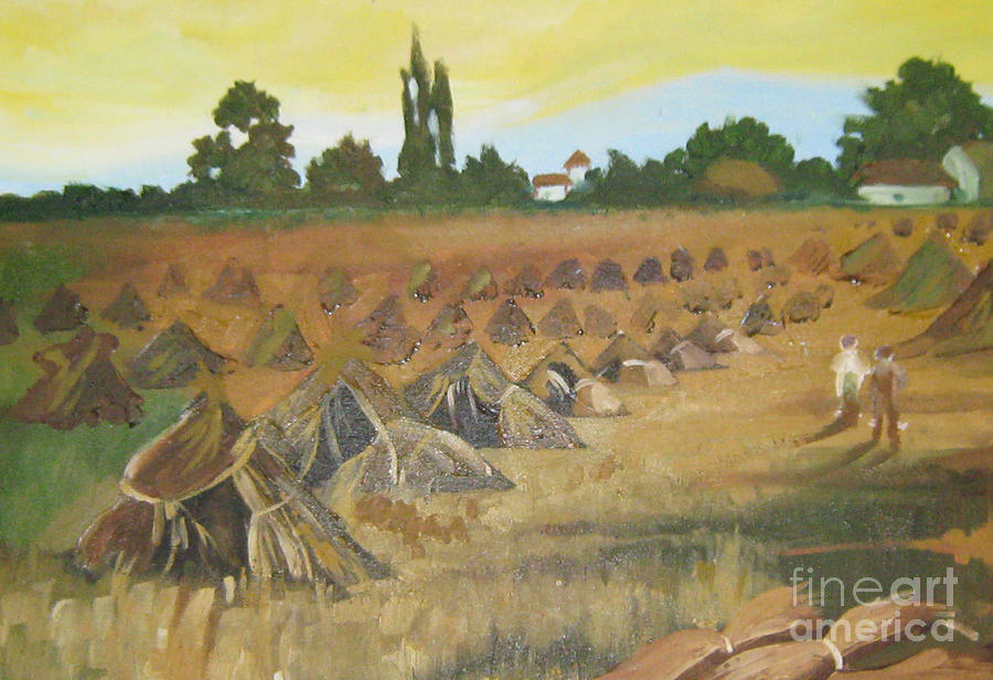 Farm Painting - After the harvest by Akhilkrishna Jayanth