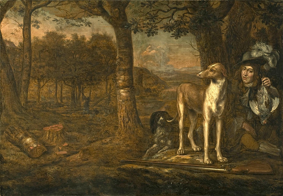 After the Hunt Painting by Govert Dircksz Camphuysen