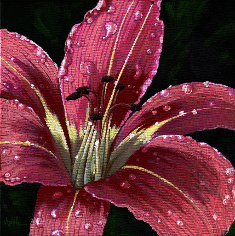 Lily Painting - After the Rain - Lily by Linda Apple