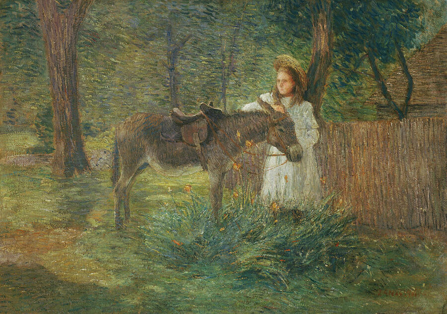 After the Ride, from circa 1903 Painting by Julian Alden Weir