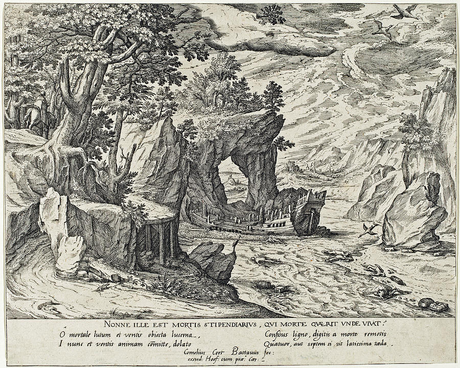  After the Shipwreck Drawing by Cornelis Cort