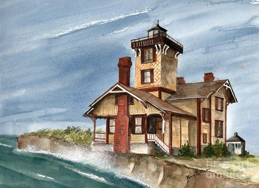 Hereford Inlet Lighthouse Painting - After the Storm by Nancy Patterson