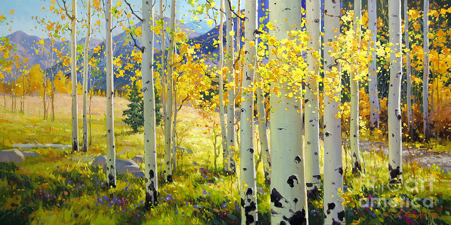 Afternoon Aspen Grove Painting by Gary Kim
