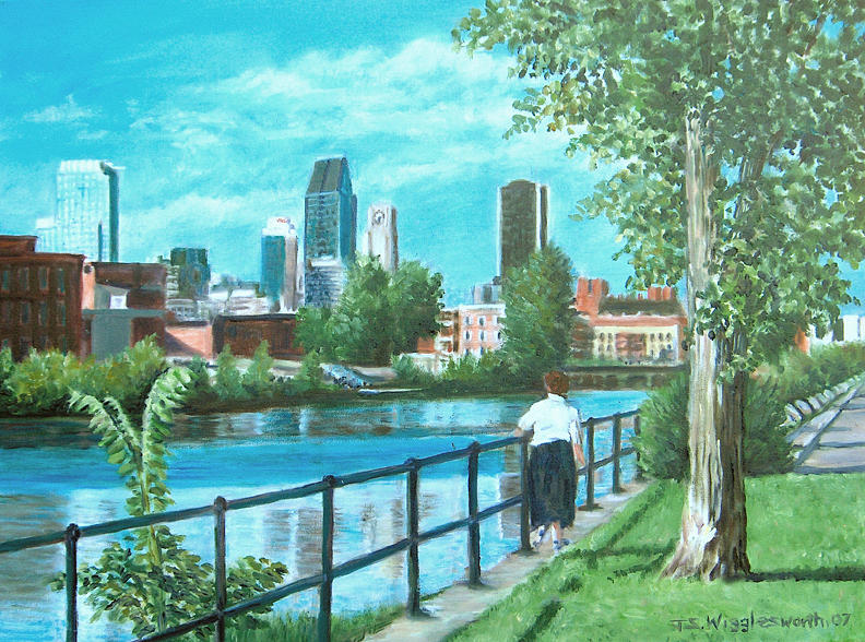 Afternoon by the canal Painting by Jane Wigglesworth