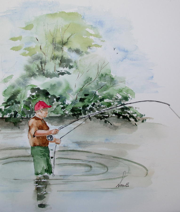 Afternoon Fishing Painting by April McCarthy-Braca