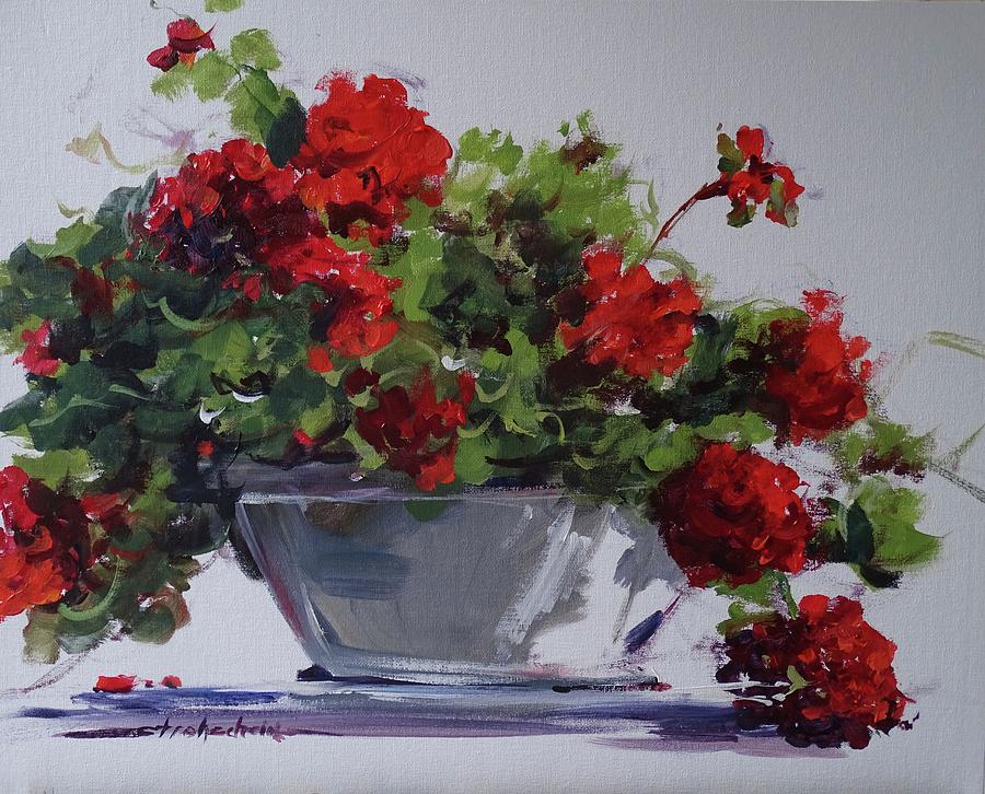 Afternoon Geraniums Painting by Sandra Strohschein
