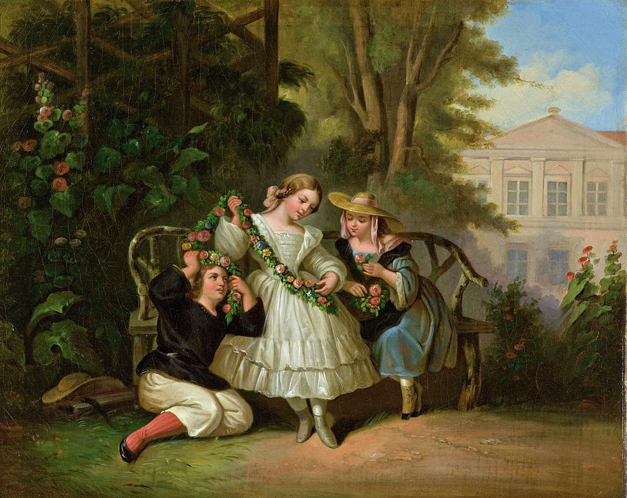 Afternoon in the Garden Painting by Louis Lang