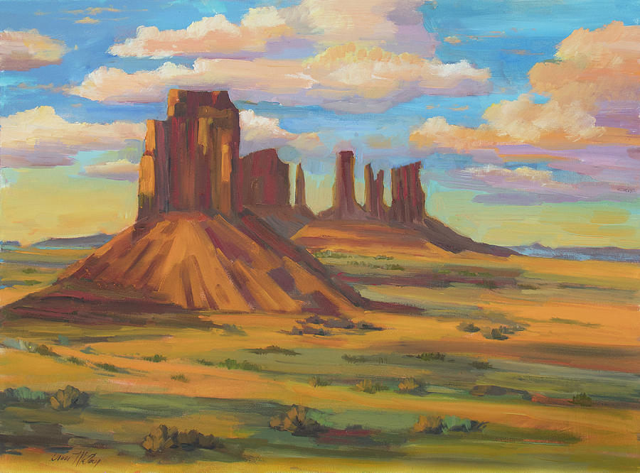 Afternoon Light Monument Valley Painting by Diane McClary