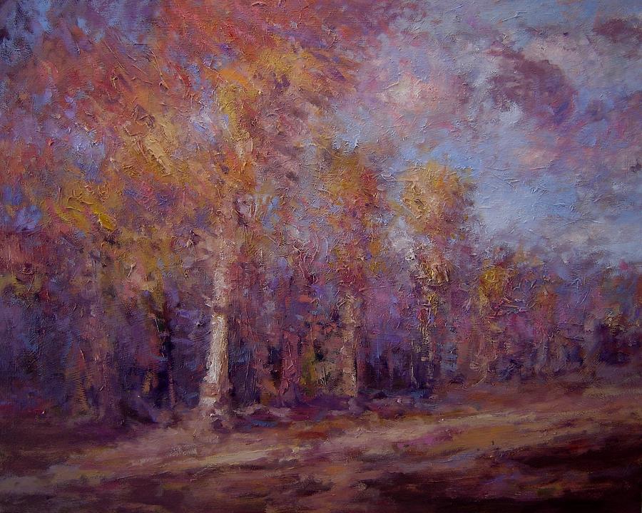 Tree Painting - Afternoon light on the trees by R W Goetting