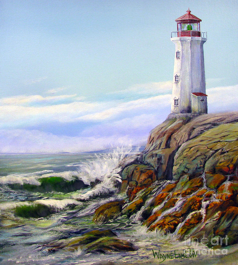 Lighthouse Painting - Afternoon Light by Wayne Enslow