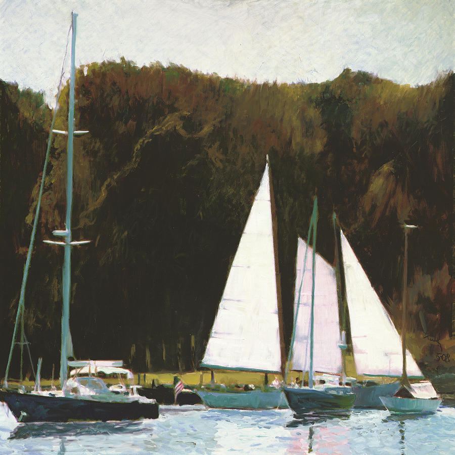 Afternoon Mooring Painting by Thomas Tribby