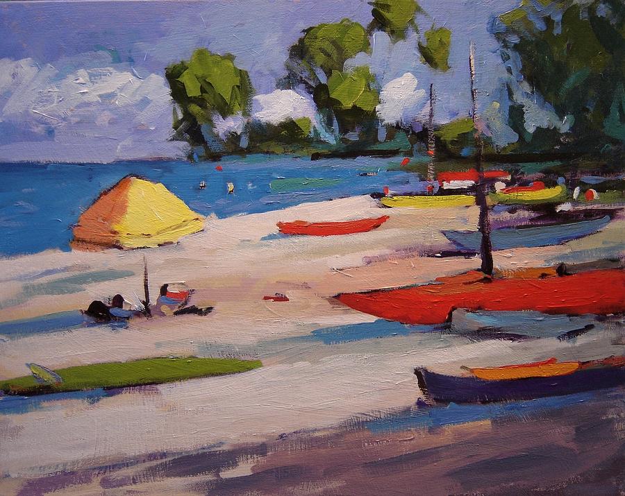 Afternoon on Lanikai Beach Oahu Hawaii Painting by R W Goetting