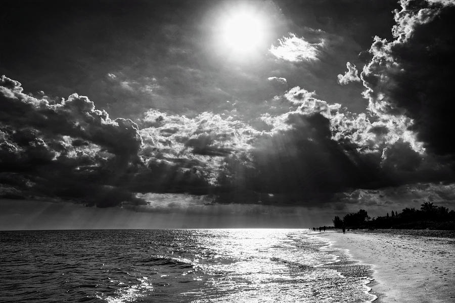 Afternoon On Sanibel Island in Black And White Photograph by Greg and Chrystal Mimbs