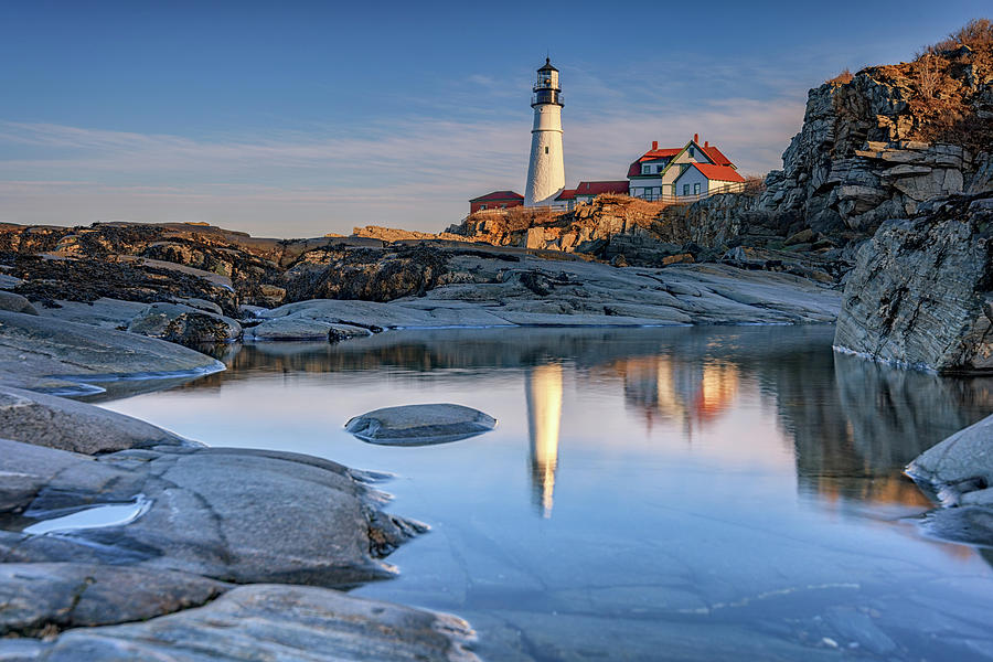 Portland Photograph - Afternoon Reflection at Portland Head Lighthouse by Rick Berk