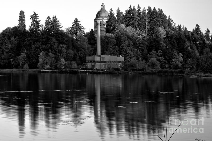 Afternoon Reflections Of Olympia - Black And White Photograph by Adam Jewell