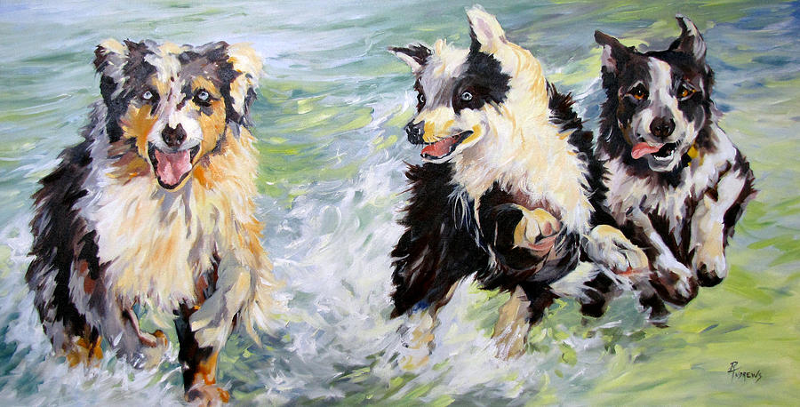 Dog Painting - Afternoon Romp by Rae Andrews