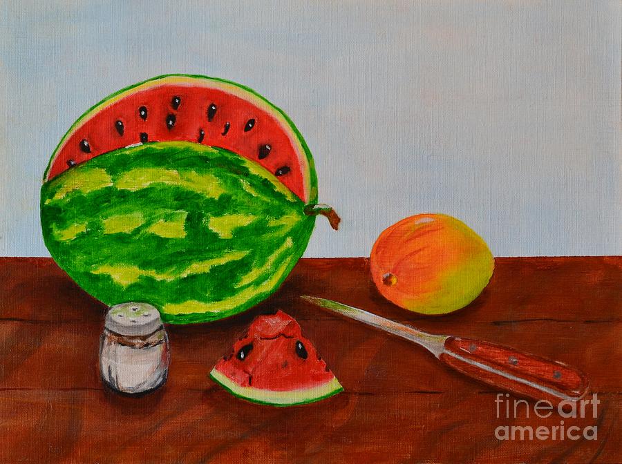 Watermelon Painting - Afternoon summer treat by Melvin Turner