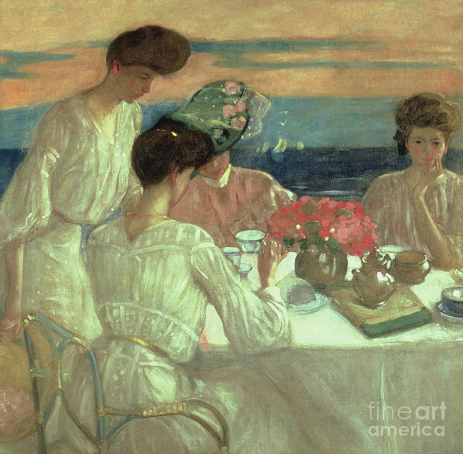 Frederick Carl Frieseke Painting - Afternoon Tea on the Terrace by Frederick Carl Frieseke