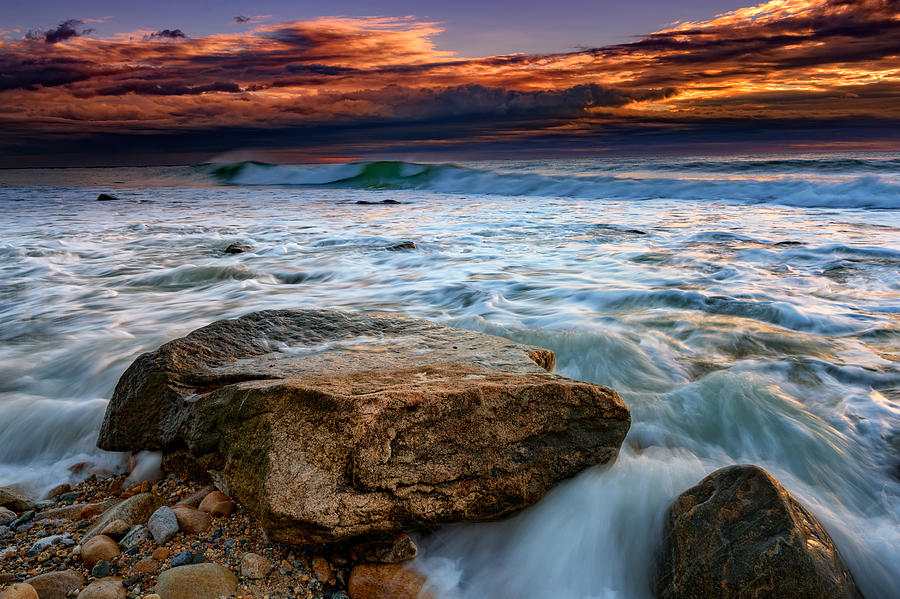 Rocks Photograph - Against the Tide at Montauk Point by Rick Berk