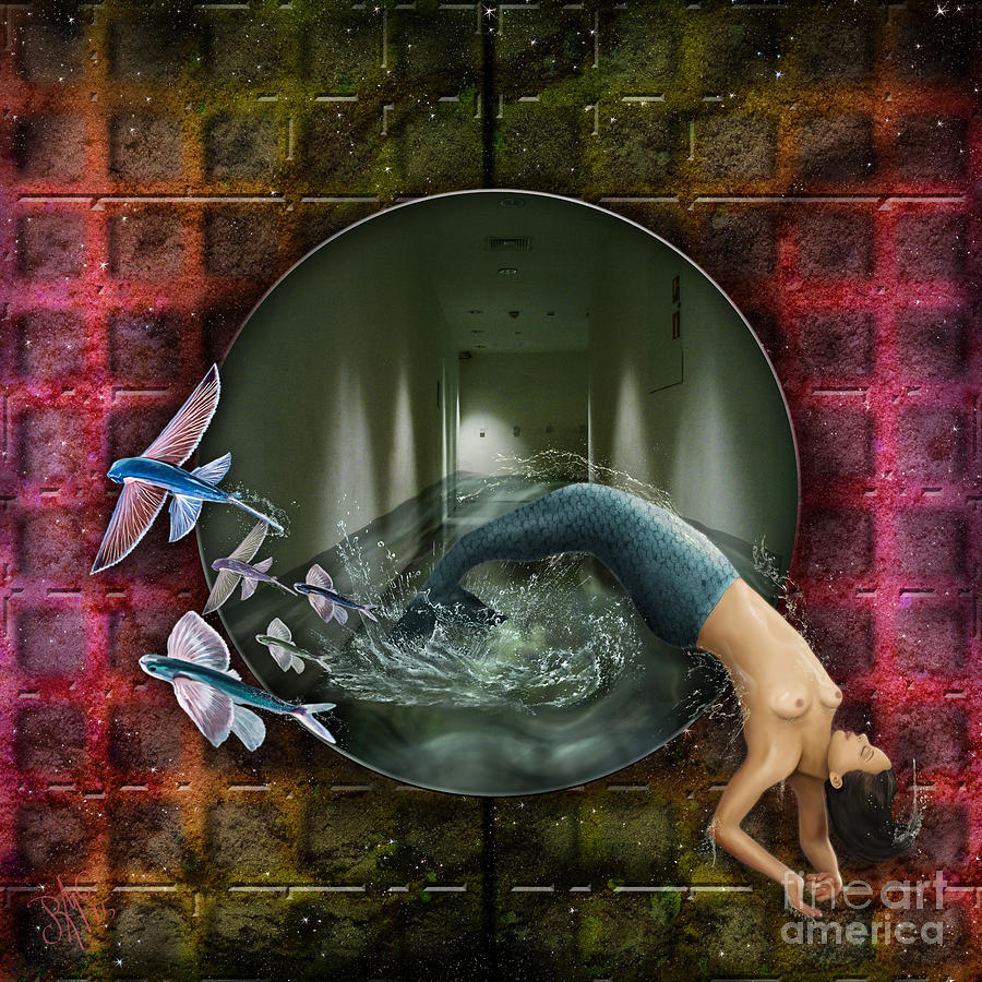 Mermaid Digital Art - Against The Tide by Rosa Cobos