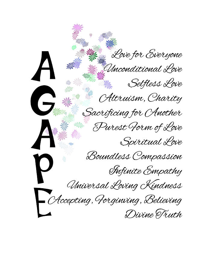 Typography Digital Art - Agape-Words of Love by Judi Saunders
