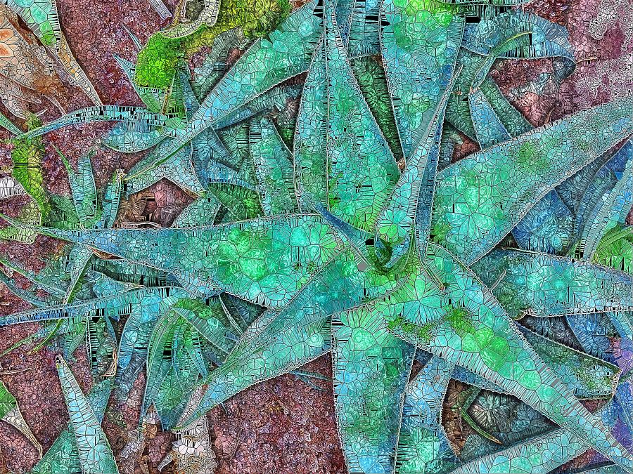 Desert Digital Art - Agave Stained Glass  by Mo Barton