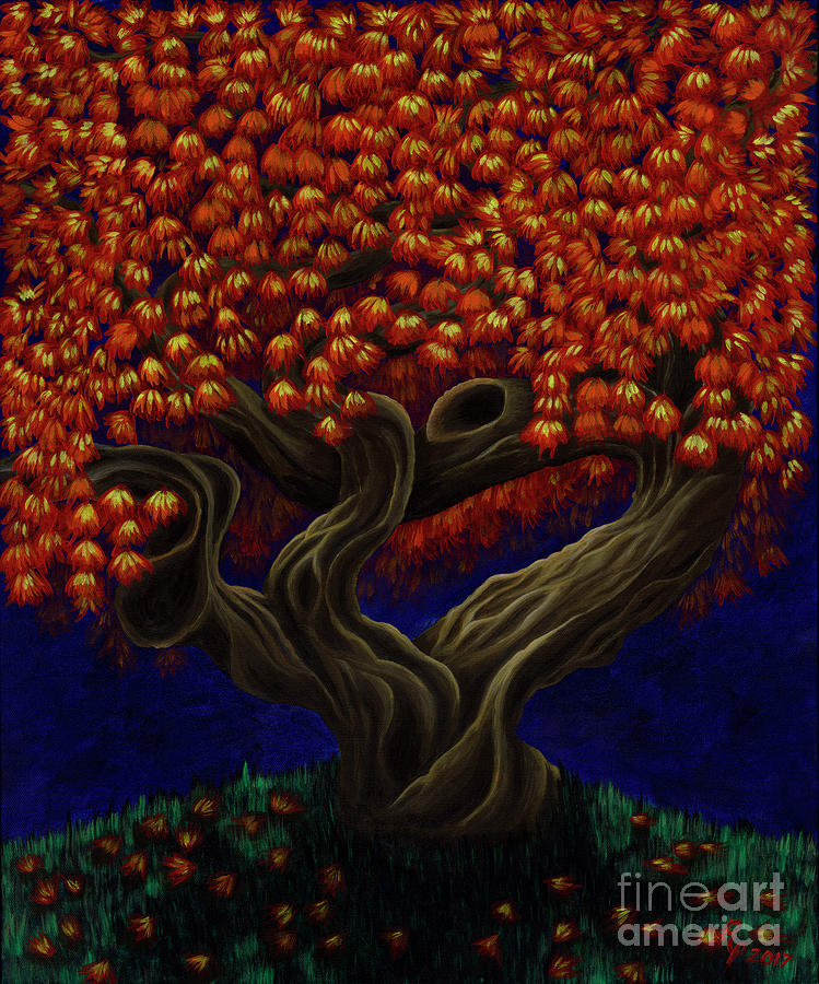 Aged Autumn Painting by Rebecca Parker