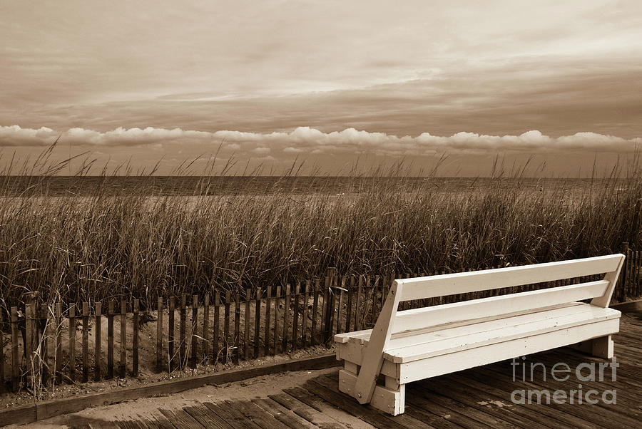 Aged View Sepia Boardwalk / Coastal Landscape Photograph Photograph by PIPA Fine Art - Simply Solid