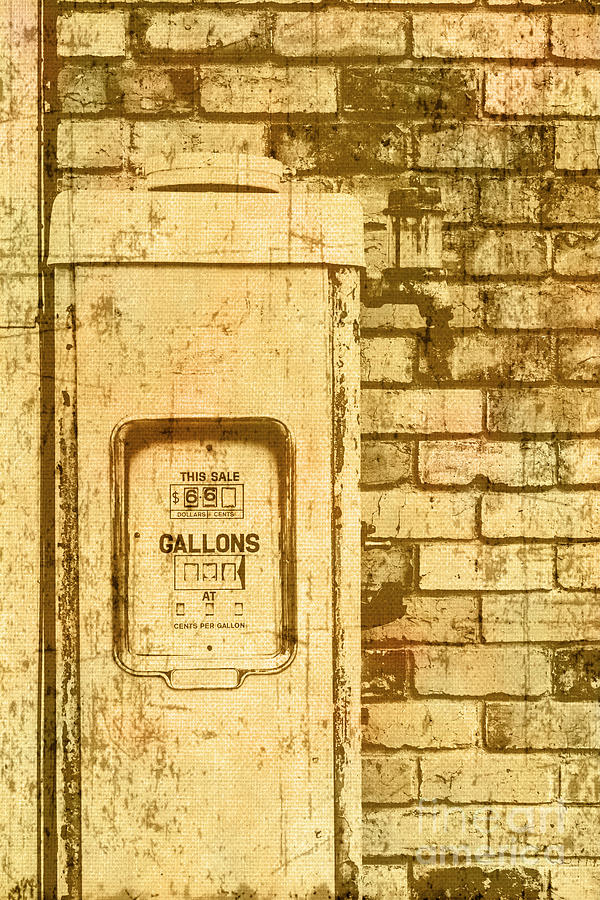 Aged yellowed vintage photo of a gas pump Photograph by Jorgo Photography