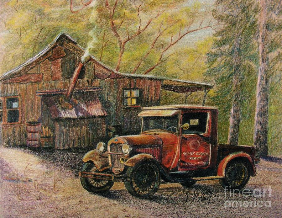 Old Trucks Drawing - Agents Visit by Marilyn Smith