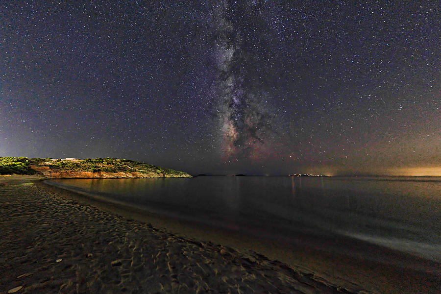 Agios Petros beach under the Milky Way in Andros - Greece Photograph by Constantinos Iliopoulos