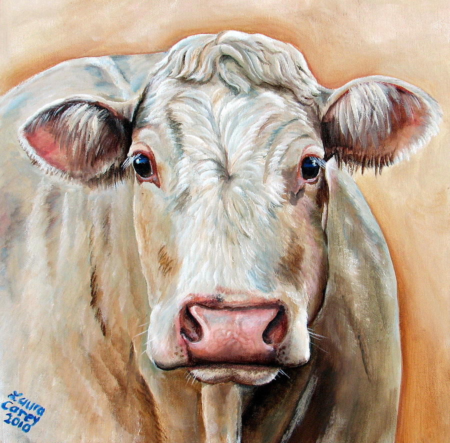 Cow Painting - Agnas by Laura Carey