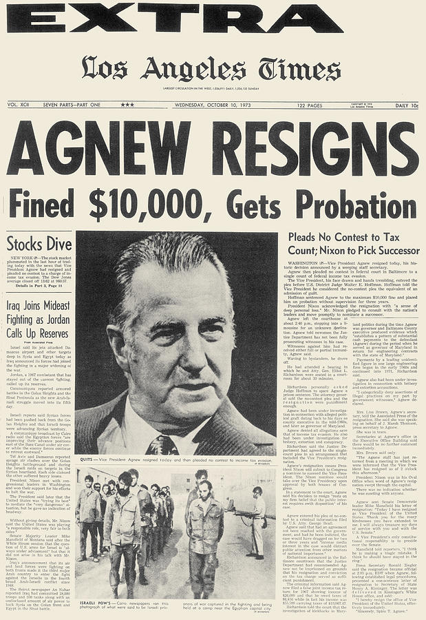 Image result for vp spiro agnew resigns