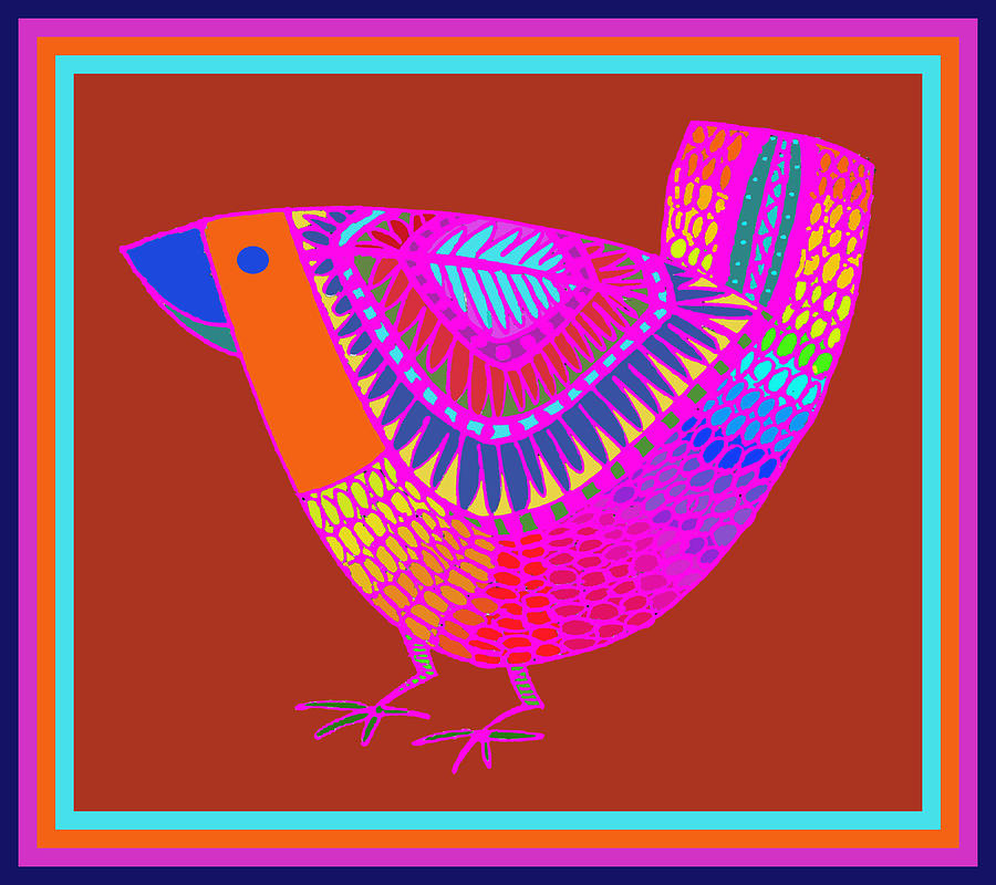 Agridulce Folk Art Bird Digital Art by Vagabond Folk Art - Virginia Vivier