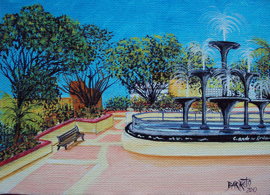 Aguadilla Plaza 2009 Painting by Gloria E Barreto-Rodriguez