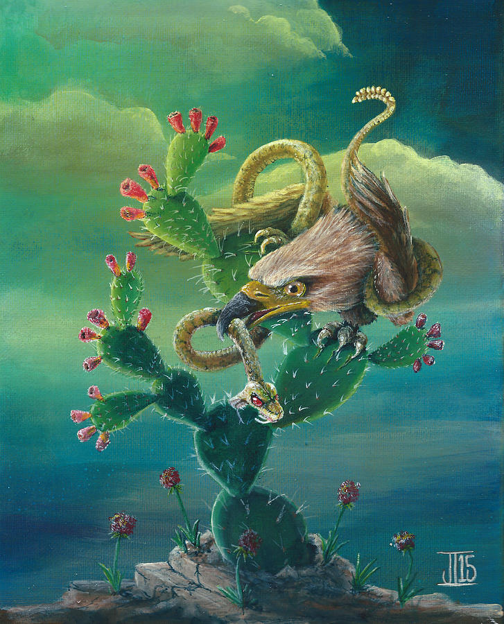 Aguila con Vibora Painting by Juan Ibarra - Pixels