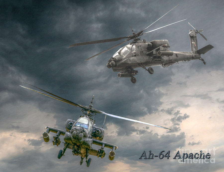 Ah-64 Apache Attack Helicopter in Flight Digital Art by Randy Steele