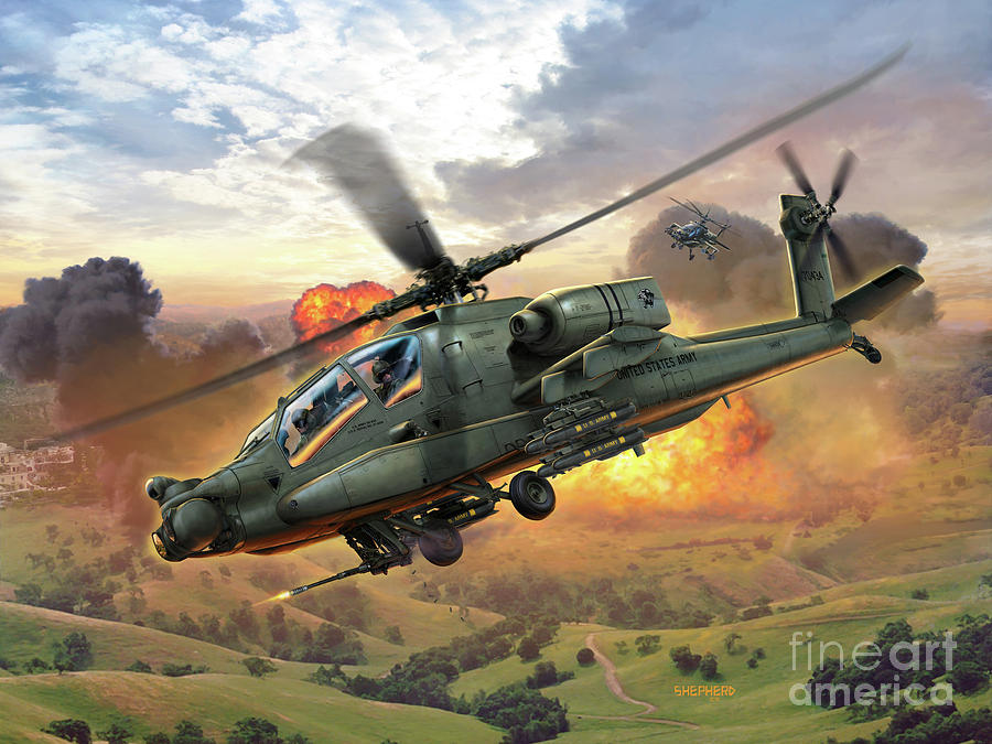 Ah-64 Apache Digital Art by Stu Shepherd