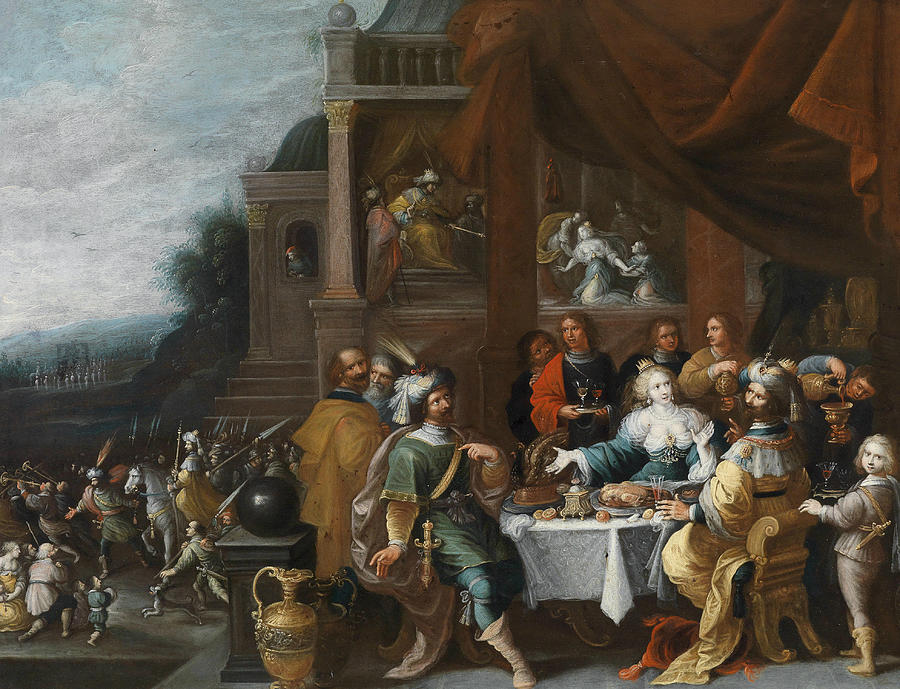 Ahasver and Haman at the Banquet of Esther Painting by Frans Francken the Younger