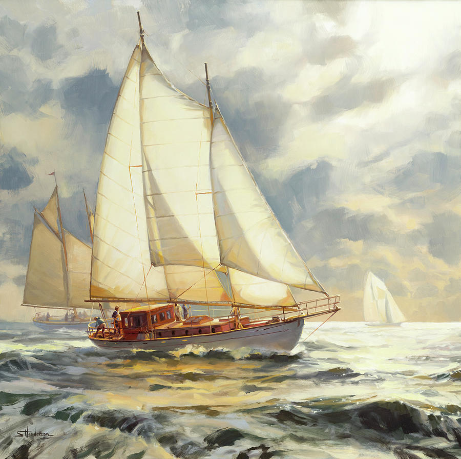 Sailboat Painting - Ahead of the Storm by Steve Henderson