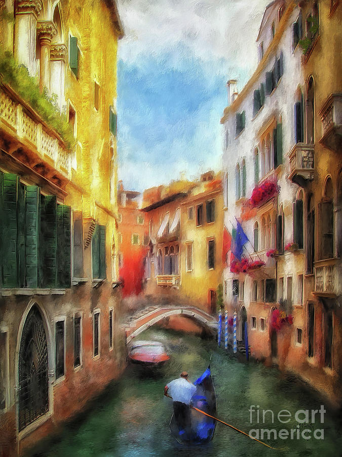 Boat Digital Art - Ahh Venezia Painterly by Lois Bryan